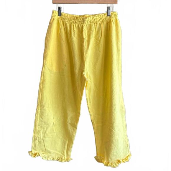 NWT B'Gauze Womens Cropped Pants Size 1 (S/M) Yellow Ruffle Hem - Picture 1 of 2
